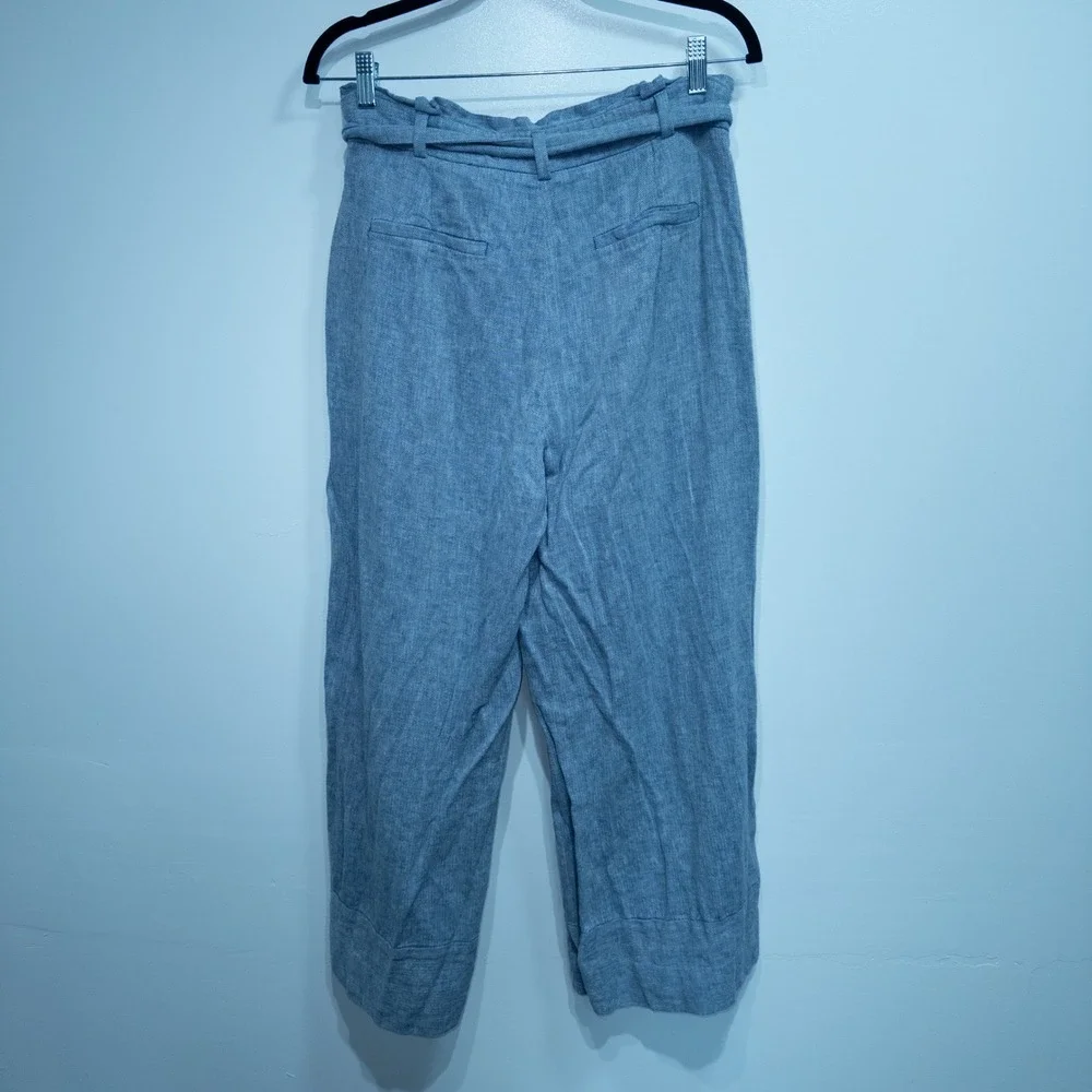 Banana Republic Blue Linen Blend Blake Crop Pants‎ Size 8